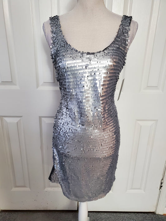 Silver Sequin Shift Dress Size Medium