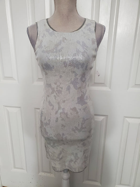 Silver Sequin Mesh Dress Size 2