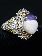 Load image into Gallery viewer, Ring Size 8 Genuine Amethyst Ring with Blue Topaz
