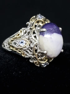 Ring Size 8 Genuine Amethyst Ring with Blue Topaz