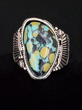 Load image into Gallery viewer, Unisex Southwest Inspired Green Turquoise Ring, Stamped, Size Multiple Sizes
