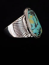 Load image into Gallery viewer, Unisex Southwest Inspired Green Turquoise Ring, Stamped, Size Multiple Sizes
