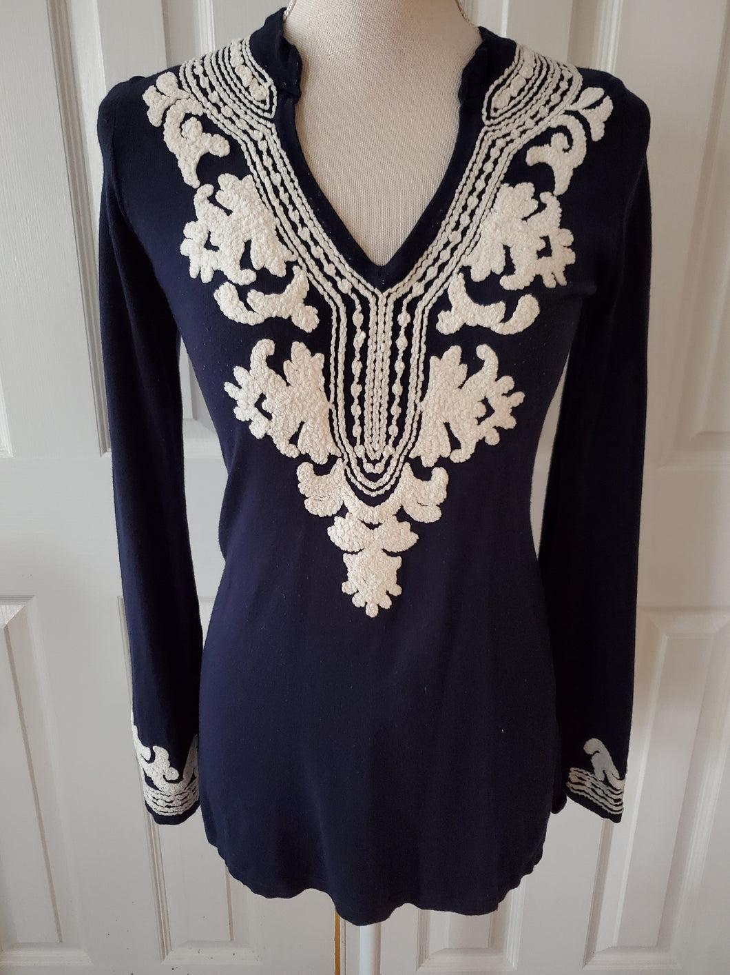 Ladies Navy Blue Long Sleeve Top Size XS