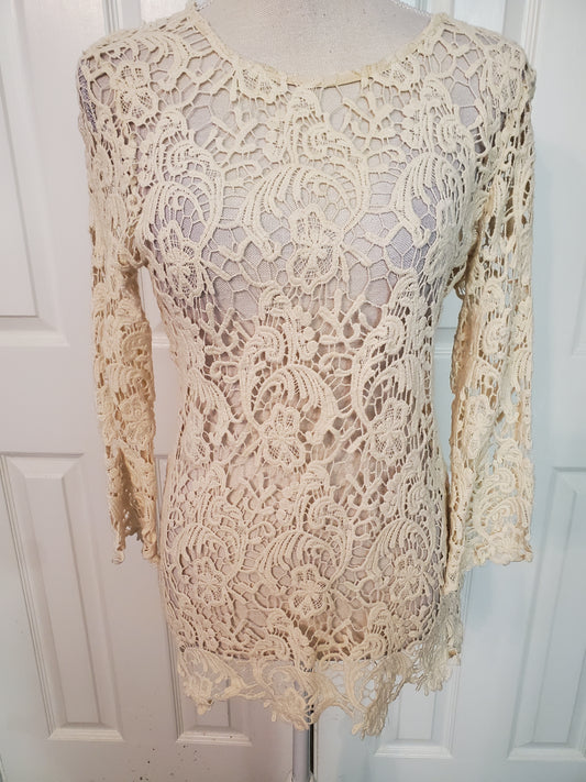 Crochet Lace Overlay Top Size Small