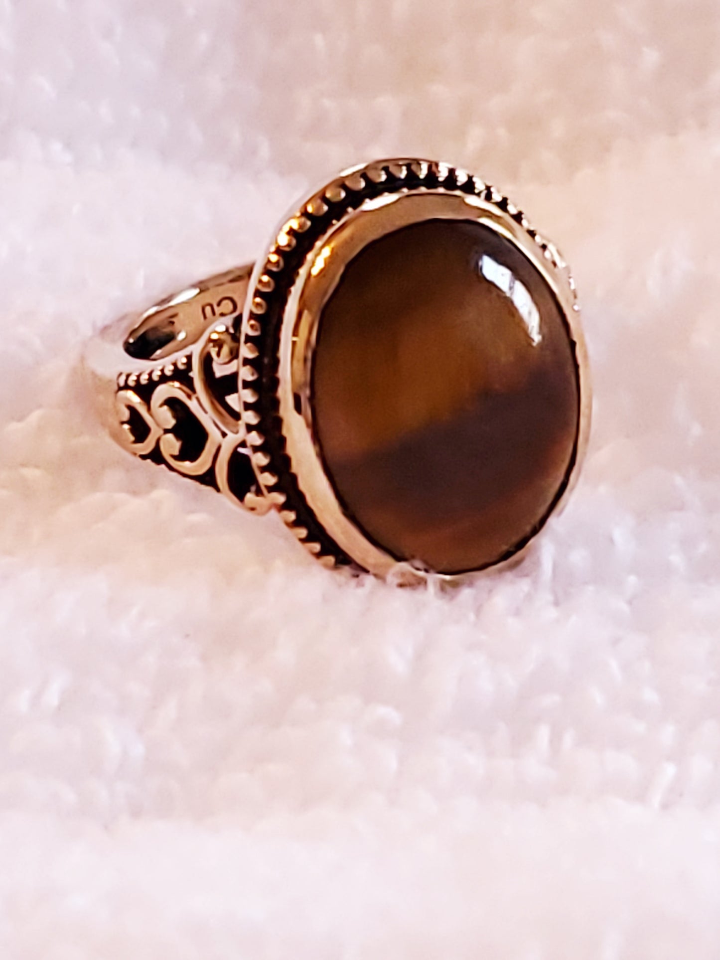 South African Tiger's Eye Ring Size 7, 8 8.30 ctw