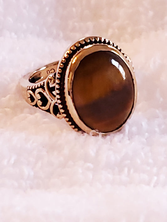 South African Tiger's Eye Ring Size 7, 8 8.30 ctw