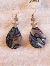 Load image into Gallery viewer, Pear Shaped Abalone Shell Pendant with free 20 inch silver chain
