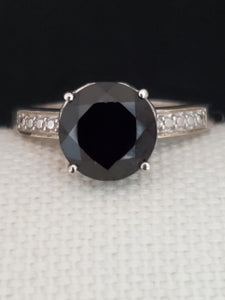 1.10 ctw Natural Thai Black Spinel Ring in Platinum Over Sterling Silver