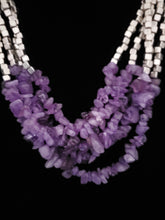 Load image into Gallery viewer, Handmade Amethyst Chips Earrings and Multi Strand Necklace 24 Inch

