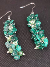 Load image into Gallery viewer, African Malachite, Glass Earrings

