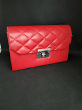 Load image into Gallery viewer, Fashion Red Faux Leather Quilted Crossbody Clutch Bag
