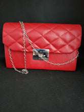 Load image into Gallery viewer, Fashion Red Faux Leather Quilted Crossbody Clutch Bag
