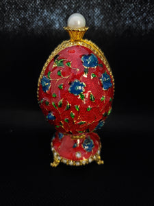 Hand Painted Austrian Crystal Enameled Trinket Egg