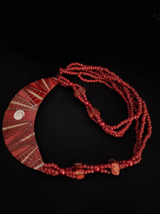 Boho Red Seed Bead Necklace