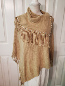 Super Soft  Pearled Poncho One Size, 3 Colors