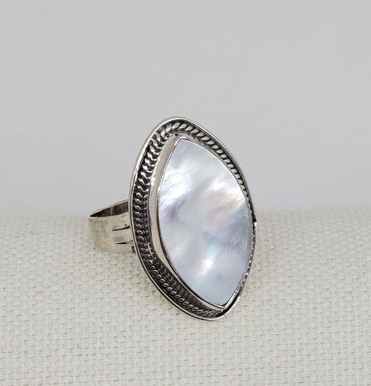 Mother Of Pearl Ring in Sterling Silver