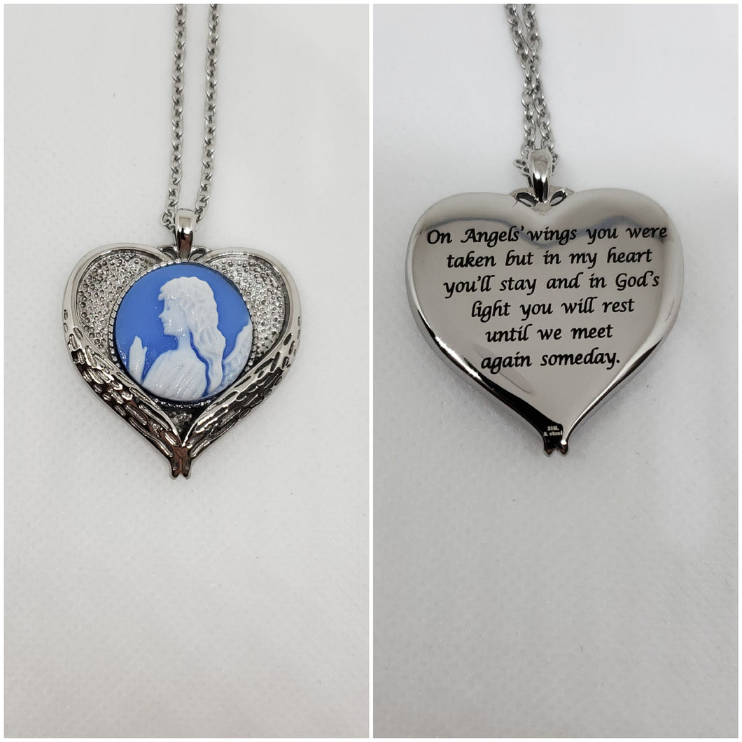 Angels' Wings Cameo Commemorative Pendant Necklace
