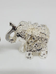 × Set of 2 Handcrafted Silver Elephant Table Décor