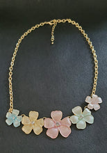 Load image into Gallery viewer, Pretty Petunia Necklace in White Austrian Crystal and Enamel 20-22 Inches

