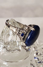 Load image into Gallery viewer, Lapis Lazuli and Blue Austrian Crystal Ring Size 8
