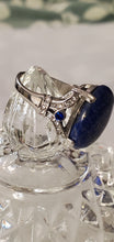 Load image into Gallery viewer, Lapis Lazuli and Blue Austrian Crystal Ring Size 8
