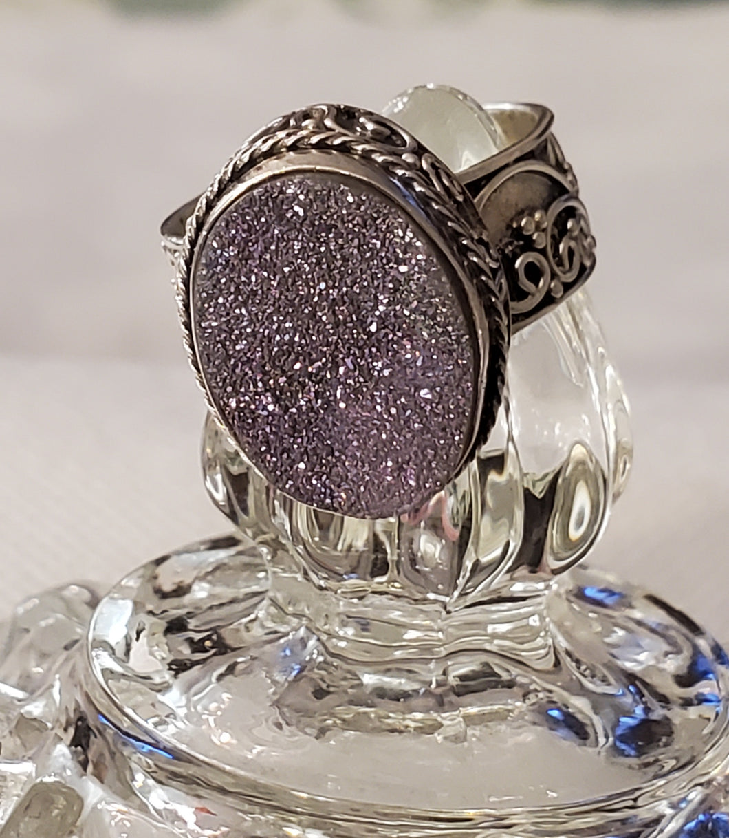 Purple Drusy Ring Size 8