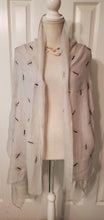 Load image into Gallery viewer, Grey Feather Print Pattern Scarf Cotton and Viscose
