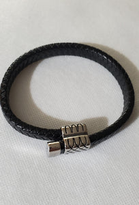 Men's Black Leather Braided Bracelet