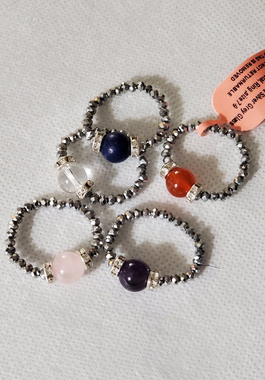 5 Multi Gemstone Stretch Rings