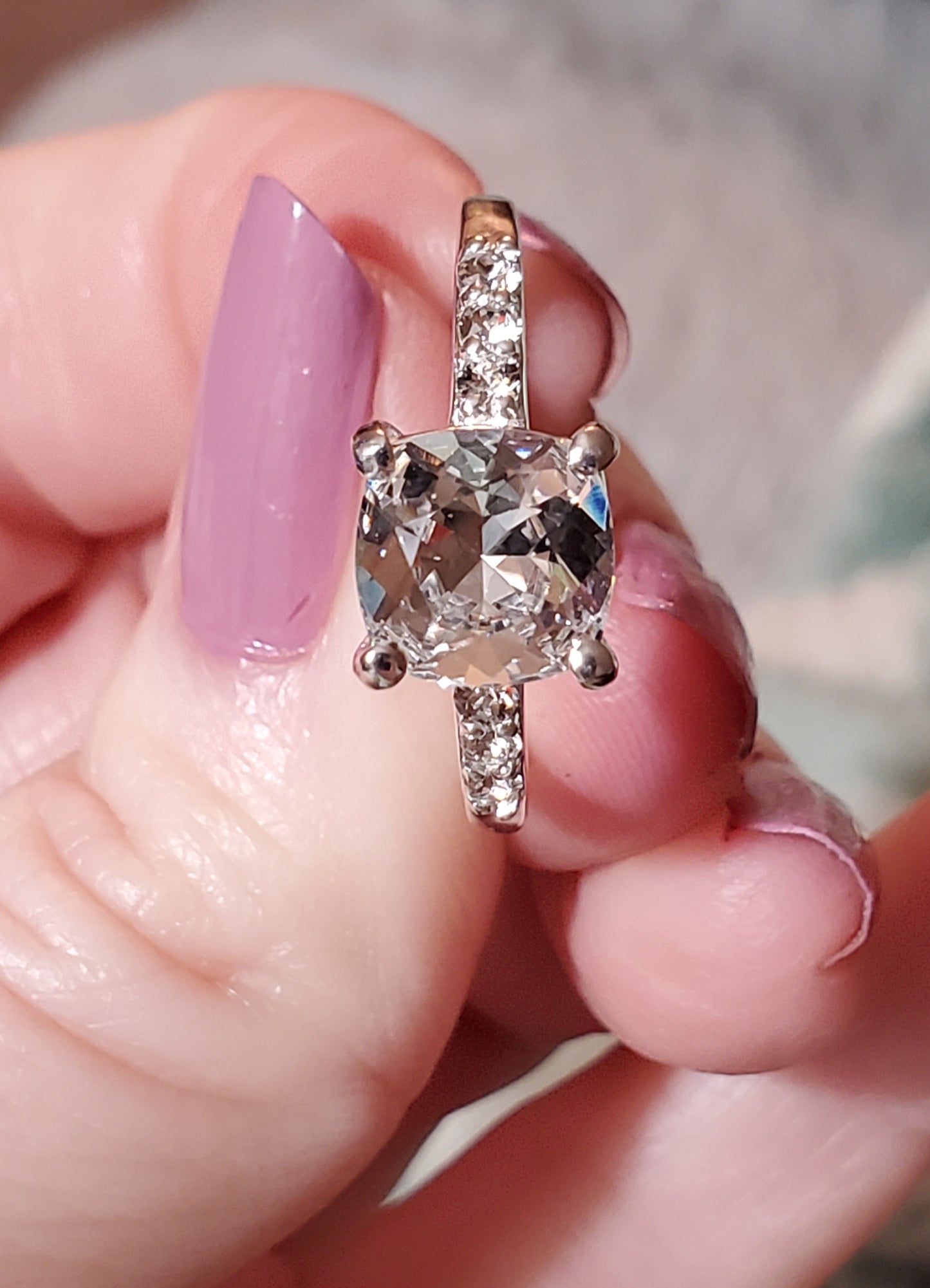 White Sapphire Engagement Ring Size 9