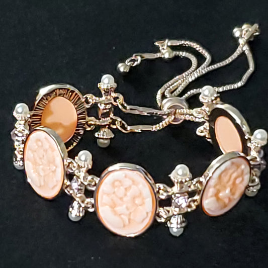 Antique Inspired Pink Cameo Bracelet