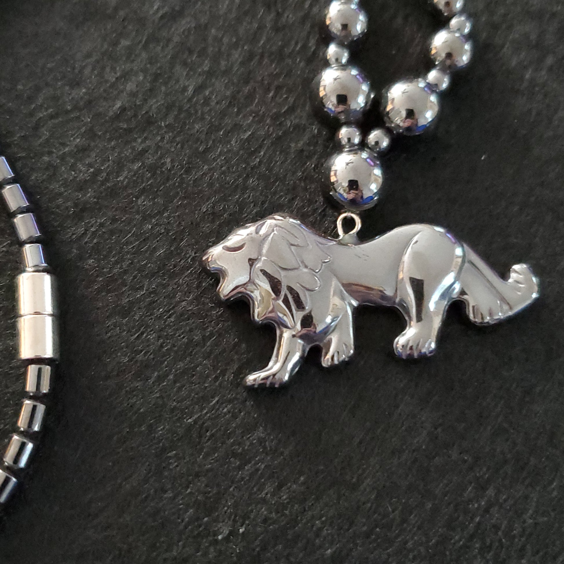 Magnetic Hematite Lion Unisex Necklace