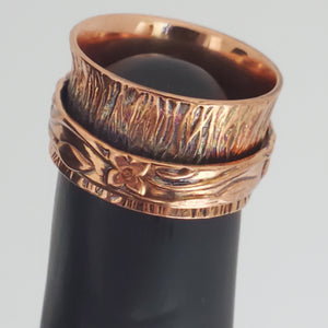Rose Gold Artisan Spinner Ring Size 6, 7, 8, 10