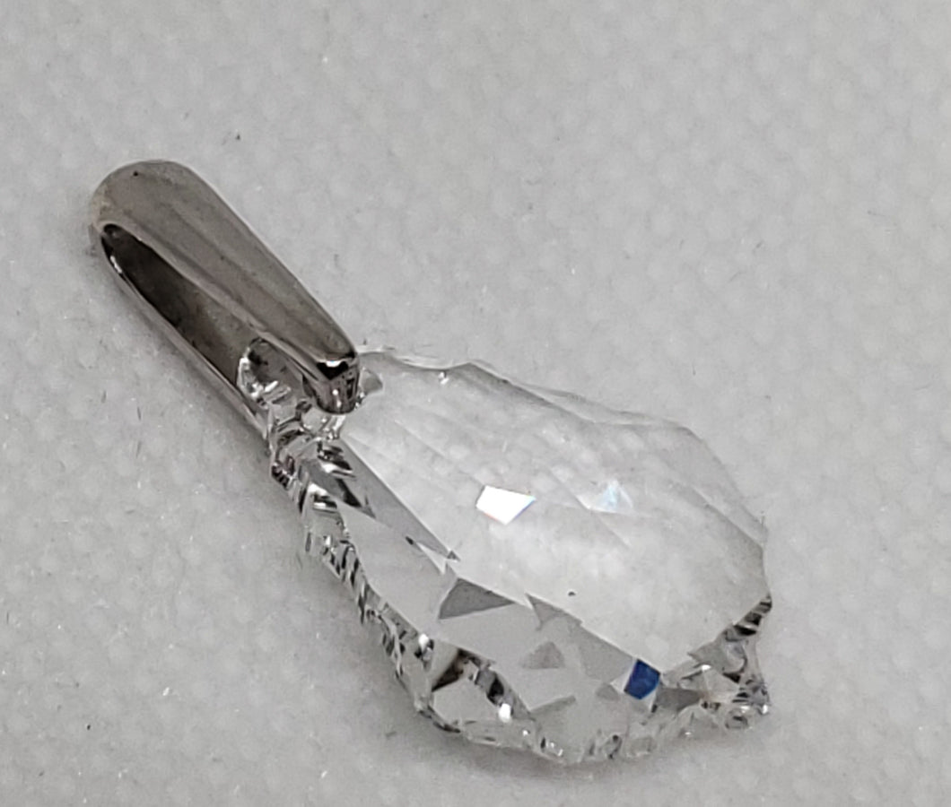 White Crystal Fancy Pendant in Platinum Over Sterling Silver