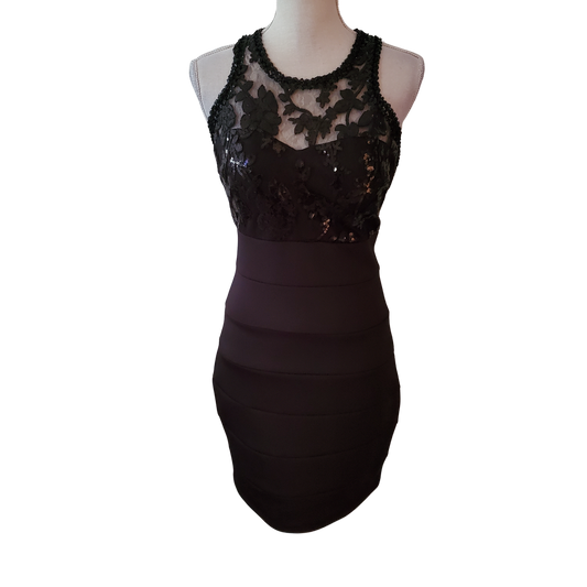 Vintage Black Lace Bodycon Cocktail Dress