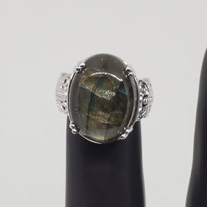 Malagasy Labradorite Solitaire Ring Size 7