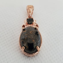 Load image into Gallery viewer, Elite Silver Shungite Pendant in 14K Rose Gold
