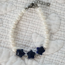 Load image into Gallery viewer, South African Yellow Tiger&#39;s Eye Amethyst or Lapis Lazuli and White Shell Pearl Bracelet
