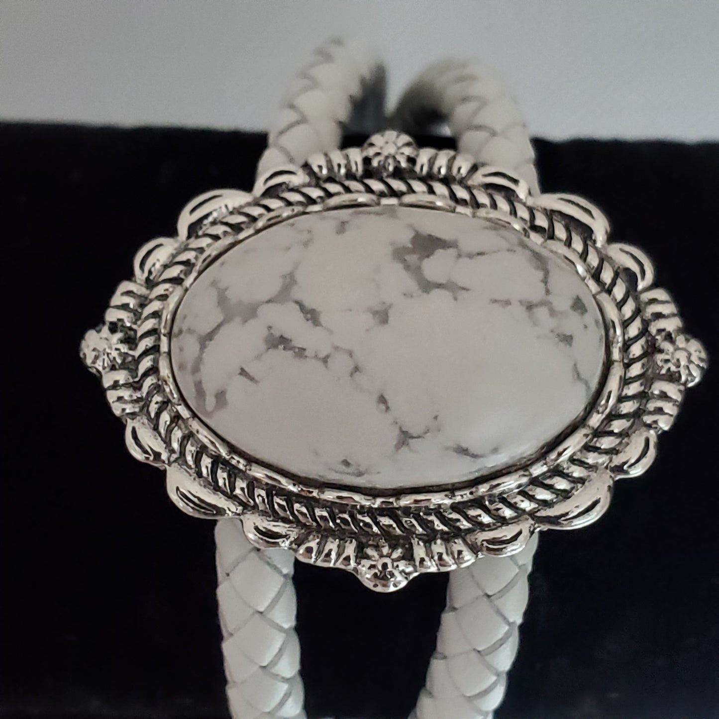 Genuine Howlite White Leather Bracelet