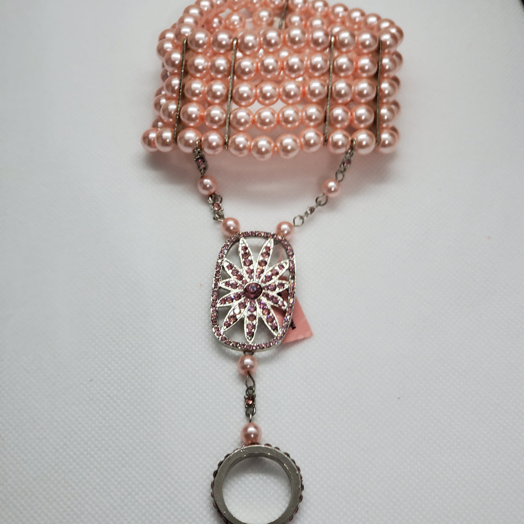 Pink Pearl Embellished Slave Bracelet