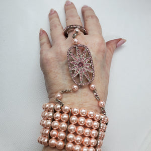 Pink Pearl Embellished Slave Bracelet