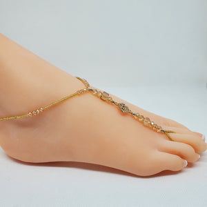 Jeweled Bohemian Ankle Bracelet and Toe Ring