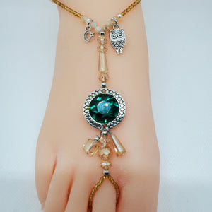 Jeweled Bohemian Ankle Bracelet and Toe Ring