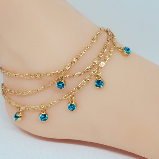 Jeweled Bohemian Ankle Bracelet and Toe Ring