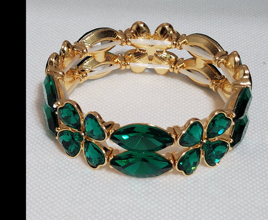 4 Leaf Clover Stretch Bracelet 6.5 Inches