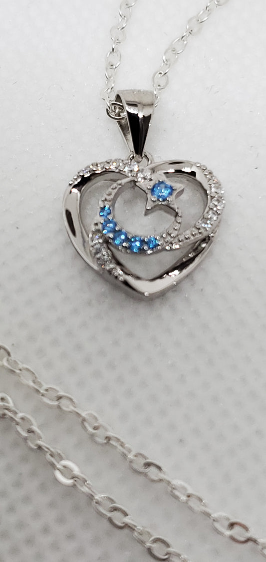 Dear Daughter Blue Topaz Necklace in Sterling Silver