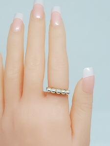 5 Pearl Crystal 18K YG Ring Size 6