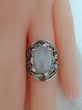 Load image into Gallery viewer, Handcrafted Bali Rainbow Moonstone Gem Sterling Silver Ring
