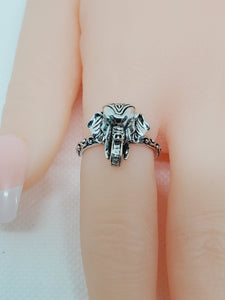 Products Burmese Ruby and Diamond Elephant Ring in Sterling Silver Size 7