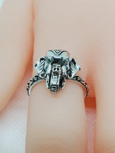 Load image into Gallery viewer, Products Burmese Ruby and Diamond Elephant Ring in Sterling Silver Size 7
